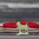 Cairn terrier - brabsoletka z psem, srebro 925 pozłacane