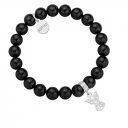 Czarna bransoletka z pereł swarovski® crystal ze srebrnym ażurowym
