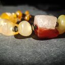 bransoletka handmade agat miodowy, karneol, srebro