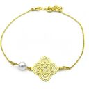 Pozłacana bransoletka srebro 925 boho mandala z perłą