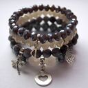 Bransoleta real silver note&graphite beads