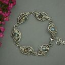 Regulowana bransoletka z kolorowymi labradorytami - wire wrapping ze stali chirurgicznej