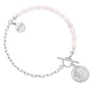 Srebrna bransoletka z pereł naturalnych zdobiona monetą