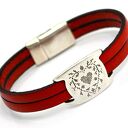 bransoletka skóra MAGNETOOS DUALL heart red