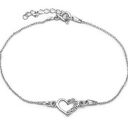 Srebrna bransoletka srebro 925 serce serduszko z cyrkoniami