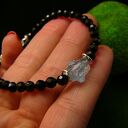 Bransoleta amulet ochronny z akwamarynem i czarnym turmalinem - srebro 925 (regulowana)