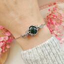 Bransoletka Agat Zielony stal chirurgiczna handmade wirewrapping