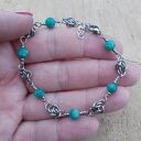Bransoletka z morskim amazonitem ze stali chirurgicznej w technice chainmaille