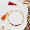 Bransoletka na sznurku z chwostami pomarańczowo - bordowa Minimal Orange and