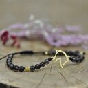 Bransoletka z koniem i kwarcem dymnym - handmade ze srebra 925