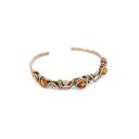 Bransoleta mankietowa z bursztynem i hematytem - miedziany cuff