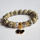 Bransoleta dalmatian jasper&black bow