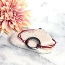 Bransoletka sznurkowa z kółkiem i kamieniem naturalnym - Chodelska Art