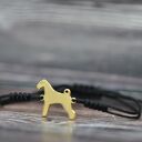 Bransoletka z psem Airedale terrier - srebro 925 pozłacane 24k