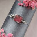 Bransoletka Rodonit regulowana ze stali chirurgicznej - wire wrapping