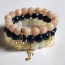 Bransoleta real gold diamond&navy stones