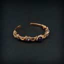 Miedziana bransoletka mankietowa z ametystem - cuff handmade