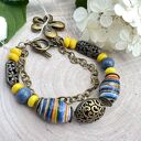 Ceramiczna bransoletka z niebieskimi i żółtymi akcentami c653