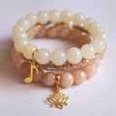 Bransoleta real gold lotus&beige jade