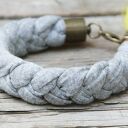Szara bawełniana bransoletka z chwostem - handmade na lato