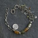 Bransoletka ze srebra i granatu grossular - handmade