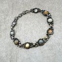 Bransoletka Metal Archeo oksydowana - retro antyk z ametystem i karneolem (17-19 cm)