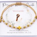 Bransoletka różaniec Kwarc hematyt ręcznie robiona, prezent na Komunię