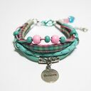 Bransoletka Believe, inspire rzemienie, turkus, róż