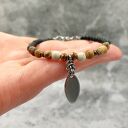 Etniczna bransoletka chainmaille z hematytem i jaspisem krajobrazowym
