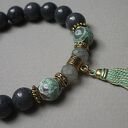 Bransoletka Chwościk Mint Patina z jadeitu i agatu (16-17 cm)