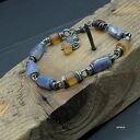 Tanzanit, bursztyn - bransoletka 02