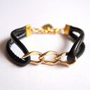 Bransoleta black&gold chain