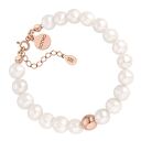 autorskie bransoletka z różowego złota z pereł naturalnych z kulką