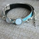 Turkusowa bransoletka z zawieszką miś glamour (charms)