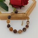 Złota bransoletka z kamieni naturalnych agat brązowy wyjątkowa