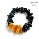 Bursztyn mleczny i onyks, bransoleta w modnym stylu BOHO, handmade. Znakomity prezent