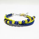 Bransoletka granatowa, żółta rzemienie - neonowa biżuteria handmade