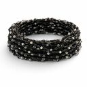 Bransoletka Koraliki Szare Czarna Mgiełka - handmade na czarnej nici