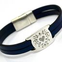 bransoletka skóra MAGNETOOS DUALL HEART navy blue