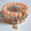 Bransoleta real gold lotus&beige jade