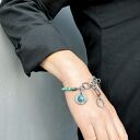 Bransoletka z turkusem i amazonitem Shambala - srebro 925 i regulowana długość