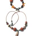 Rudraksha i bursztyn w etnicznej bransoletce boho handmade UNISEX - wyjątkowy prezent