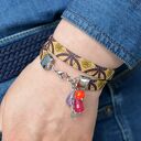 Bransoletka z korka flowerby double z jadeitem