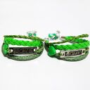 Bransoletki - Zielone Love - rzemienie, 2 sztuki