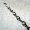 Bransoletka Metal Archeo oksydowana - retro antyk z ametystem i karneolem (17-19 cm)