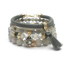 Grey and Olive vol. 6 - komplet bransoletek z jadeitu, labradorytu i Swarovski