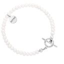 Srebrna bransoletka z pereł naturalnych z ozdobnym zapięciem z kryształkami