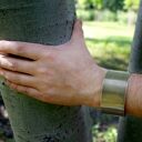 Płótno - mosiężna bransoletka handmade z ciemną patyną