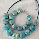 Zielono-niebieska bransoletka handmade z polimerowej gliny Cernit NOYA Green Mosaic