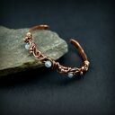 Miedziana bransoleta z topazem i agatem - cuff wire wrapping